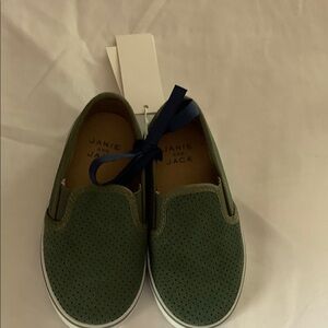 Janie and Jack Green Kids Slip-On Shoes